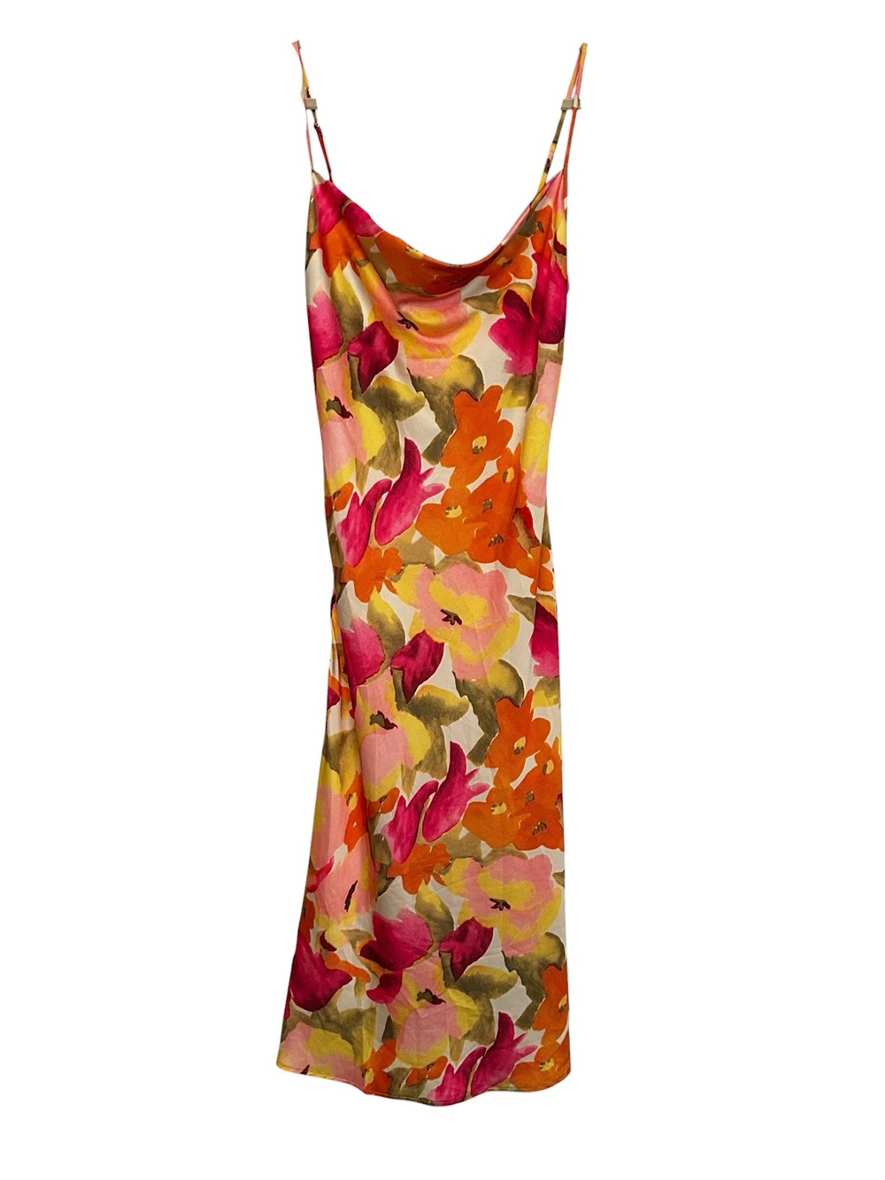 Sunday Up Women’s Sleeveless Floral Satin Slip Dress Sz L